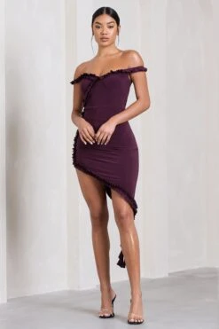 Deserted | Plum Bardot Frilled Asymmetric Midi Dress -Sangyong Store WB CL129681069 DesertedPlumBardotFrilledAsymmetricMidiDress3 ba0440ee b6aa 4a71 af83 10e64862ec36