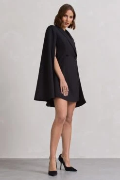 Suri | Black Tailored Cape Blazer Dress -Sangyong Store WB CL129732002 SuriBlackTailoredCapeBlazerDress5