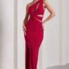 Emmy | Red Asymmetric Cut-Out Split Maxi Dress -Sangyong Store WB CL129769004 EmmyRedAsymmetricCut OutSplitMaxiDress0