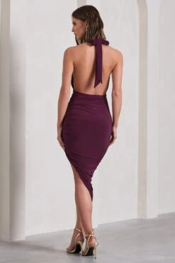 Picture This | Plum Asymmetric Halter-Neck Backless Maxi Dress -Sangyong Store WB CL129775069 PictureThisPlumAsymmetricHalter NeckBacklessMaxiDress8