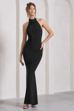 Malika | Black Sleeveless Halter-Neck Maxi Dress 10 Malika | Black Sleeveless Halter-Neck Maxi Dress -Sangyong Store WB CL129777002 MalikaBlackSleevelessHalter NeckMaxiDress2