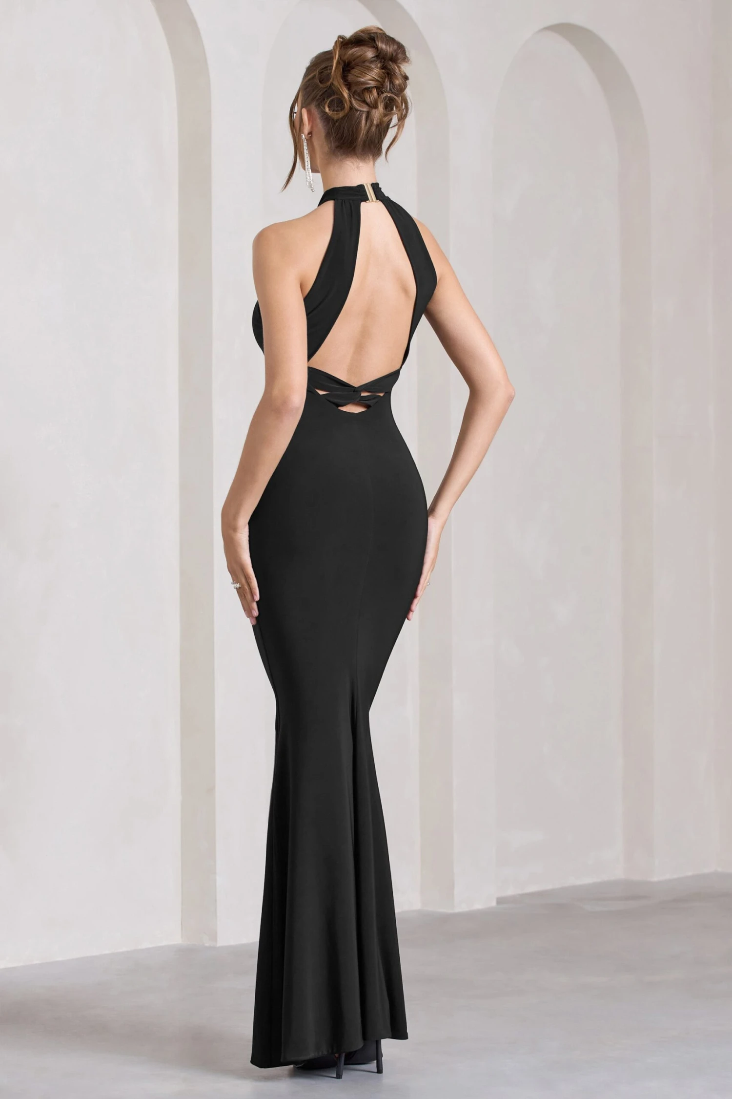 Malika | Black Sleeveless Halter-Neck Maxi Dress 4 Malika | Black Sleeveless Halter-Neck Maxi Dress - Image 2