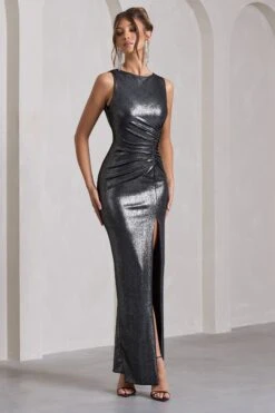Night To Remember | Silver Metallic Open-Back Split Maxi Dress -Sangyong Store WB CL129787013 NightToRememberSilverMetallicOpen BackSplitMaxiDress3 6c46a323 5b6b 4b73 9a41 6eb0311b47d9