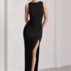 Night To Remember | Black Open-Back Split Maxi Dress -Sangyong Store WB CL129788002 NightToRemember BlackOpen BackSplitMaxiDressBLACK2