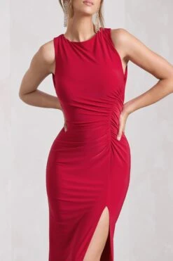 Night To Remember | Red Open-Back Split Maxi Dress -Sangyong Store WB CL129788004 NightToRememberRedOpen BackSplitMaxiDress7