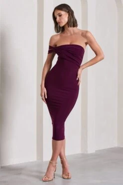 Eviana | Plum Bodycon Sleeveless Twist Midi Dress -Sangyong Store WB CL129801101 EvianaPlumBodyconSleevelessTwistMidiDress5