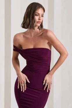 Eviana | Plum Bodycon Sleeveless Twist Midi Dress -Sangyong Store WB CL129801101 EvianaPlumBodyconSleevelessTwistMidiDress8