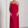 Christina | Red Bandeau Sleeveless Maxi Dress With Cape 1 Christina | Red Bandeau Sleeveless Maxi Dress With Cape -Sangyong Store WB CL129804004 CWBistinaRedBandeauSleevelessMaxiDressWithCape0