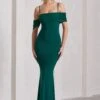 Miracle | Bottle Green Strappy Mesh Bardot Maxi Dress -Sangyong Store WB CL129806047 MiracleBottleGreenStrappyMeshBardotMaxiDress0