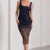 Starry Night | Navy Gold Ombre Sequin Square-Neck Midi Dress 1 Starry Night | Navy Gold Ombre Sequin Square-Neck Midi Dress -Sangyong Store WB CL129871109 StarryNightNavyGoldOmbreSequinSquare NeckMidiDress0