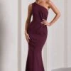 Michelle | Burgundy One-Shoulder Gathered Maxi Dress 1 Michelle | Burgundy One-Shoulder Gathered Maxi Dress -Sangyong Store WB CL129884069 MichelleBurgundyOne ShoulderGatheredMaxiDress3