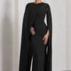 Magdelena | Black Asymmetric Cape Maxi Dress -Sangyong Store WB CL129887002 MagdelenaBlackAsymmetricCapeMaxiDress0