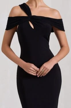 Captivating | Black Strappy Asymmetric Cut-Out Maxi Dress -Sangyong Store WB CL130000002 CaptivatingBlackStrappyAsymmetricCut OutMaxiDress4