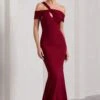 Captivating | Berry Red Strappy Asymmetric Cut-Out Maxi Dress -Sangyong Store WB CL130000037 CaptivatingBerryRedStrappyAsymmetricCut OutMaxiDress1