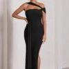 To The Max | Black Strappy Asymmetric Split Maxi Dress With Drape 2 To The Max | Black Strappy Asymmetric Split Maxi Dress With Drape -Sangyong Store WB CL130002002 ToTheMaxBlackStrappyAsymmetricSplitMaxiDressWithDrape1