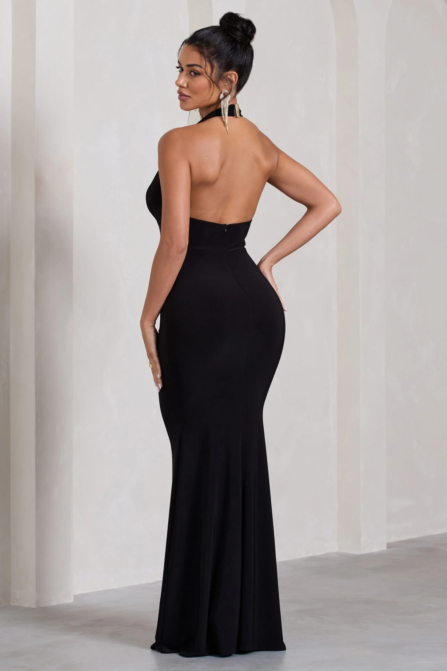 Kaia | Black Ruched Cowl-Neck Maxi Dress With Drape 4 Kaia | Black Ruched Cowl-Neck Maxi Dress With Drape - Image 2