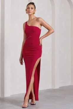 My Night | Red Asymmetric Sleeveless Cut-Out Split Maxi Dress -Sangyong Store WB CL130014004 MyNightRedAsymmetricSleevelessCut OutSplitMaxiDress5