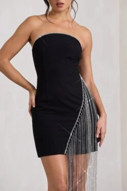 Upon A Star | Black Bandeau Diamante Fringe Mini Dress -Sangyong Store WB CL130026002 UponAStarBlackBandeauDiamanteFringeMiniDress5 748d2070 0d0b 459a 9a08 7ae0565df04d
