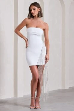 Upon A Star | White Bandeau Diamante Fringe Mini Dress -Sangyong Store WB CL130026005 UponAStarWhiteBandeauDiamanteFringeMiniDress5 d64aa517 da7c 4b23 8e13 e56af17e5871