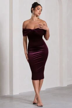 Snowflake | Port Velvet Bardot Bow Detail Midi Dress -Sangyong Store WB CL130064101 SnowflakePortVelvetBardotBowDetailMidiDress1 990160e0 65d3 4556 a4f9 67a166e21fdb