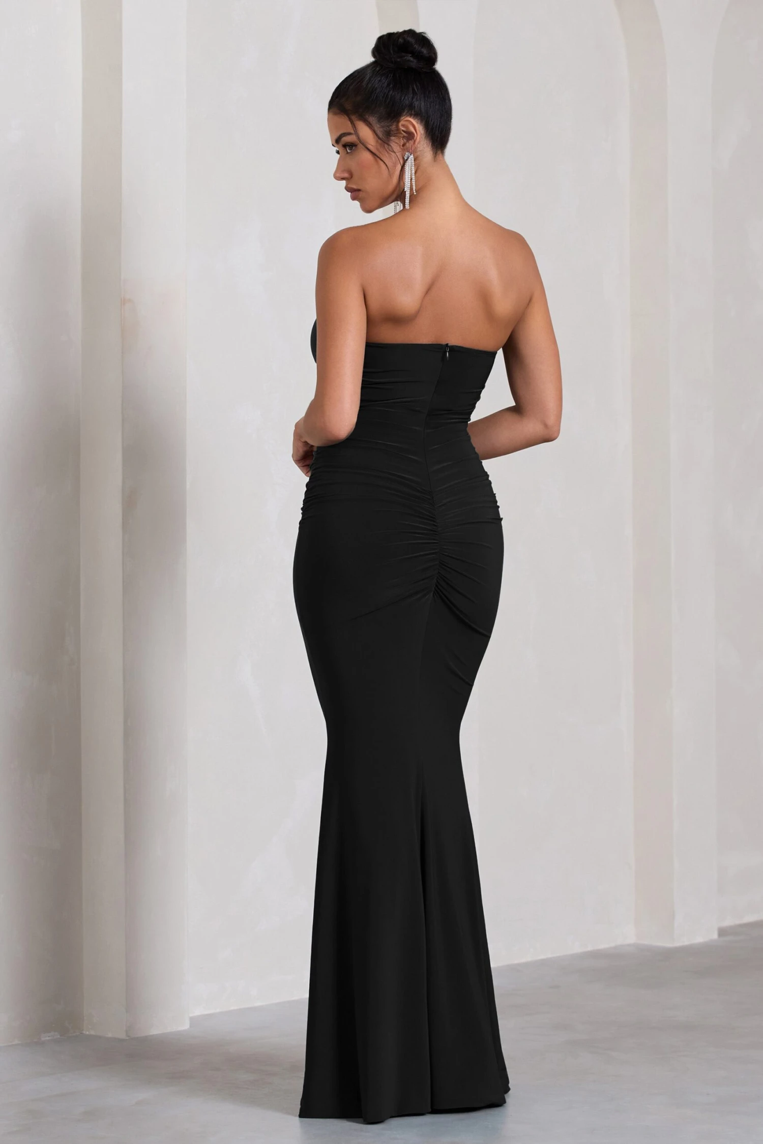 Wren | Black Ruched Bandeau Maxi Dress 4 Wren | Black Ruched Bandeau Maxi Dress - Image 2