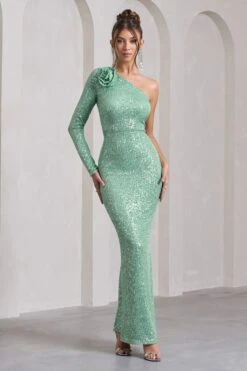 Love Language | Mint Green Sequin Asymmetric Maxi Dress With Corsage -Sangyong Store WB CL132023003 LoveLanguageMintGreenSequinAsymmetricMaxiDressWithCorsage5 d4dbc7bc e28d 414e 8cf6 bde514a50403