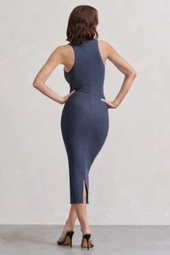 Lilah | Vintage Blue Bodycon Sleeveless Midi Dress -Sangyong Store WB CL132262120 LilahVintageBlueBodyconSleevelessMidiDress1