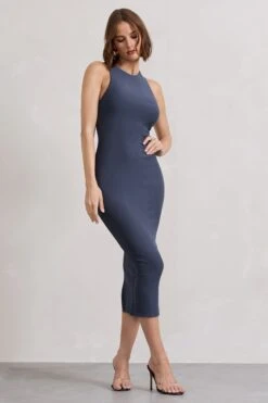 Lilah | Vintage Blue Bodycon Sleeveless Midi Dress -Sangyong Store WB CL132262120 LilahVintageBlueBodyconSleevelessMidiDress10