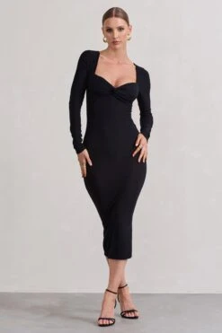 Sammy | Black Bodycon Sweetheart Midi Dress -Sangyong Store WB CL132263002 SammyBlackBodyconSweetheartMidiDress1