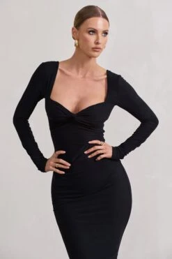 Sammy | Black Bodycon Sweetheart Midi Dress -Sangyong Store WB CL132263002 SammyBlackBodyconSweetheartMidiDress5