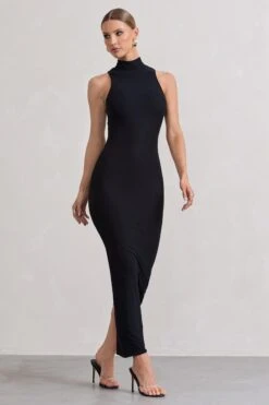 Mindy | Black Bodycon High-Neck Maxi Dress -Sangyong Store WB CL132268002 MindyBlackBodyconHigh NeckMaxiDress3