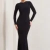 Donna | Black Long-Sleeved Open-Back Maxi Dress -Sangyong Store WB CL133018002 DonnaBlackLong SleevedOpen BackMaxiDress1