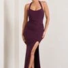 Idol | Burgundy Halter-Neck Split Maxi Dress -Sangyong Store WB CL133019069 IdolBurgundyHalter NeckSplitMaxiDress1