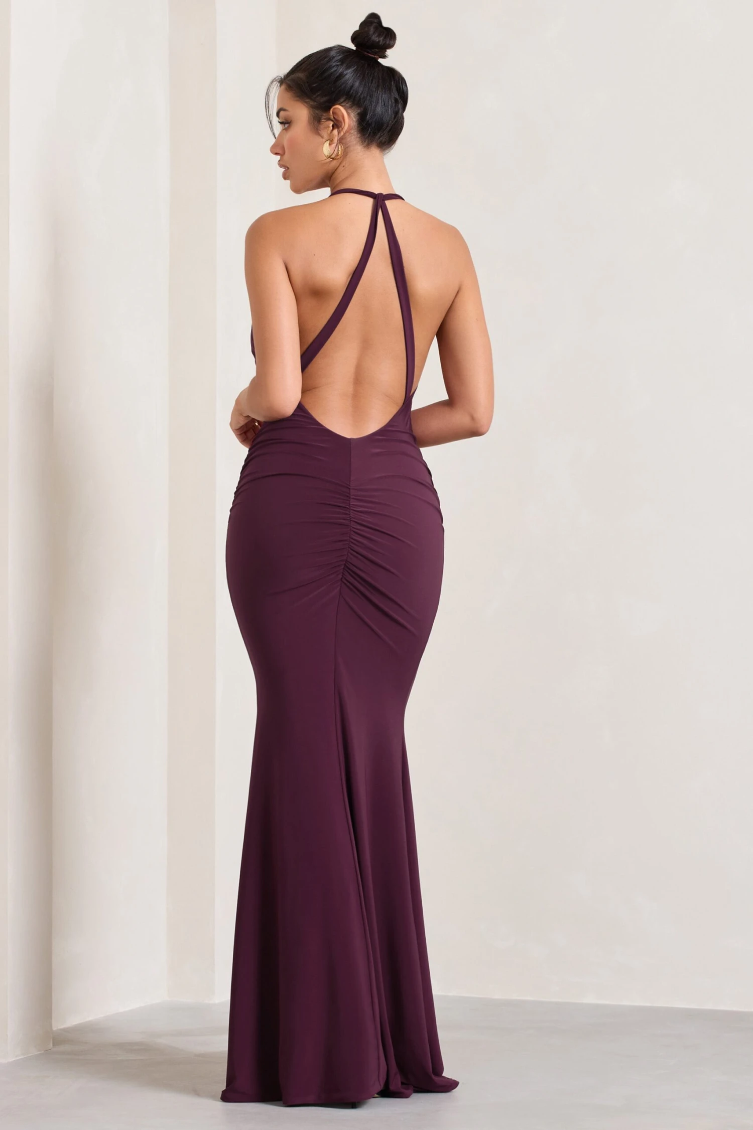 Idol | Burgundy Halter-Neck Split Maxi Dress 4 Idol | Burgundy Halter-Neck Split Maxi Dress - Image 2