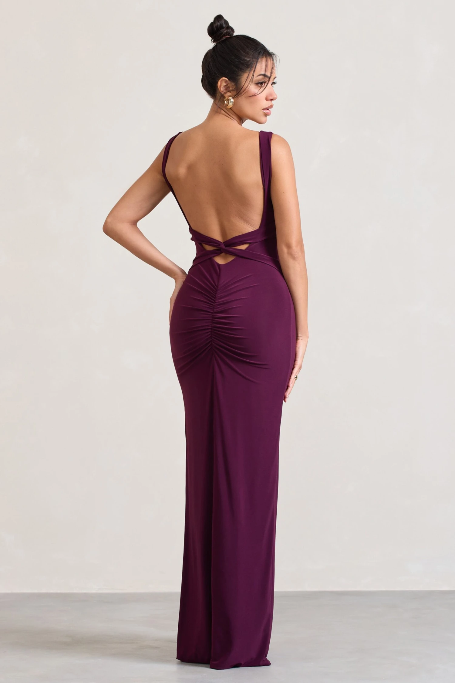 Elle | Plum Square-Neck Open-Back Split Maxi Dress 3 Elle | Plum Square-Neck Open-Back Split Maxi Dress