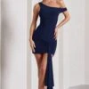 Arielle | Navy Asymmetric Mini Dress With Tie Sash -Sangyong Store WB CL133054015 ArielleNavyAsymmetricMiniDressWithTieSash2