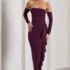 Montana | Plum Bardot Ruffle Maxi Dress 1 Montana | Plum Bardot Ruffle Maxi Dress -Sangyong Store WB CL133102101 MontanaPlumBardotRuffleMaxiDress0