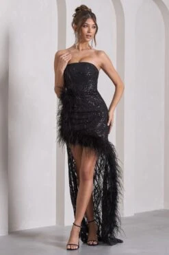 Down The Line | Black Sequin Bandeau Split Maxi Dress With Feather Trim 10 Down The Line | Black Sequin Bandeau Split Maxi Dress With Feather Trim -Sangyong Store WB CL133109002 DownTheLine BlackSequinBandeauSplitMaxiDressWithFeatherTrimBLACK2 e4bc7c87 467a 48db 9663 c84cb065d608