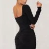 Muse | Black Long Sleeve Square Neck Ruched Mini Dress 1 Muse | Black Long Sleeve Square Neck Ruched Mini Dress -Sangyong Store WB HR BR CL126237 Black Long Sleeve Square Neck Ruched Mini Dress 5