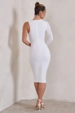 Refine | White One Shoulder Bodycon Midi Dress -Sangyong Store WB HR CL125510 RefineWhiteOneShoulderMidiDress5