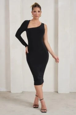 Refine | Black One Shoulder Midi Dress 17 Refine | Black One Shoulder Midi Dress -Sangyong Store WB HR CL125511 RefineBlackOneShoulderMidiDress1 1