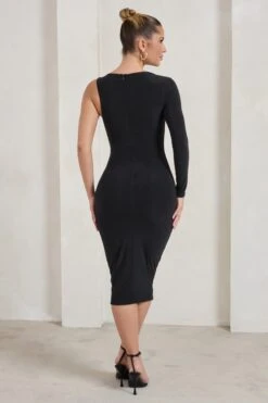 Refine | Black One Shoulder Midi Dress 14 Refine | Black One Shoulder Midi Dress -Sangyong Store WB HR CL125511 RefineBlackOneShoulderMidiDress5