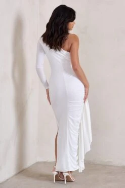 Never Let Go |White One Shoulder Ruched Side Detail Maxi Dress -Sangyong Store WB HR CL125517 NeverLetGoWhiteOneShoulderRuchedSideDetailMaxiDress5 c3c286c6 07c8 465d a786 e61fbb60e841