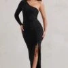 Mystical | Black One Shoulder Maxi Dress With Side Split 2 Mystical | Black One Shoulder Maxi Dress With Side Split -Sangyong Store WB HR CL126725 MysticalBlackOneShoulderMaxiDressWithSideSplit0