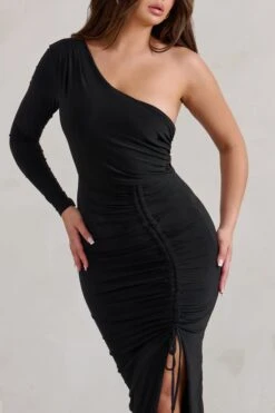 Mystical | Black One Shoulder Maxi Dress With Side Split 9 Mystical | Black One Shoulder Maxi Dress With Side Split -Sangyong Store WB HR CL126725 MysticalBlackOneShoulderMaxiDressWithSideSplit4