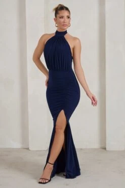 Forever Dreaming | Navy Backless Halterneck Ruched Split Maxi Dress 11 Forever Dreaming | Navy Backless Halterneck Ruched Split Maxi Dress -Sangyong Store WB HR CL126728 ForeverDreamingNavyHalterneckRuchedSplitMaxiDress4 a364ece8 cbad 419f b2cb c39838aa1758