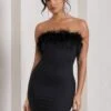 Stop The Show | Black Feather Trim Bandeau Mini Dress -Sangyong Store WB HR CL127104002 StopTheShowBlackFeatherTrimBandeauMiniDress1