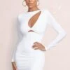 Panama | White Cut Out Mini Dress With Long Sleeves -Sangyong Store WB HR CL127322 PanamaWhiteCutoutLongSleevesMiniDress0