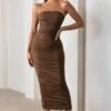 My Lady | Chocolate Brown Strapless Bodycon Ruched Mesh Maxi Dress -Sangyong Store WB HR CL127347 MyLadyChocolateBrownStraplessBodyconRuchedMeshMidiDress4