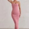 My Lady | Powder Pink Strapless Bodycon Ruched Mesh Maxi Dress -Sangyong Store WB HR CL127347 MyLadyPowderPinkStraplessBodyconRuchedMeshMidiDress0